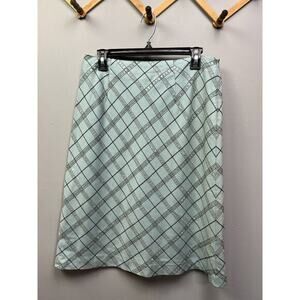 Vintage Tribeca Studio Skirt Womens 12 blue plaid sequined Wool Blend‎ A-Line